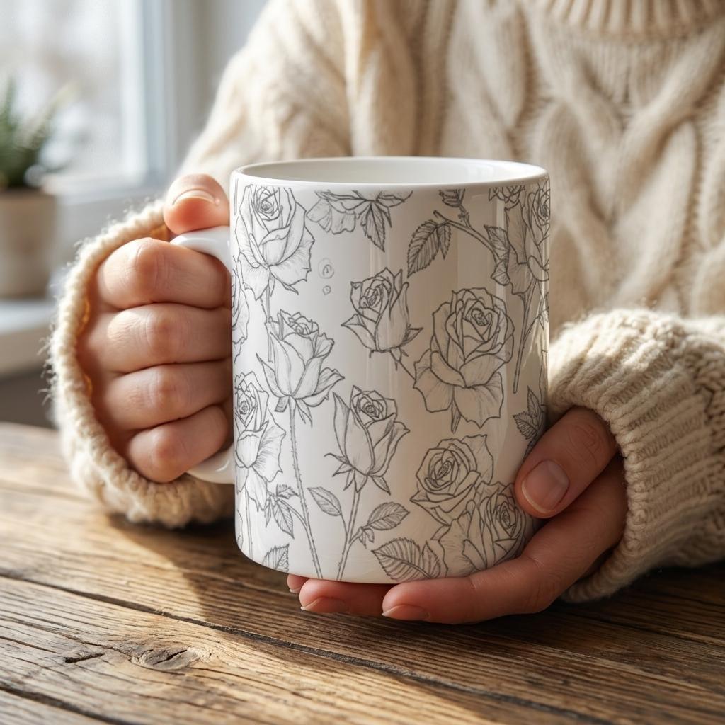 Floral Cups -  Large and Small Ceramic Mugs