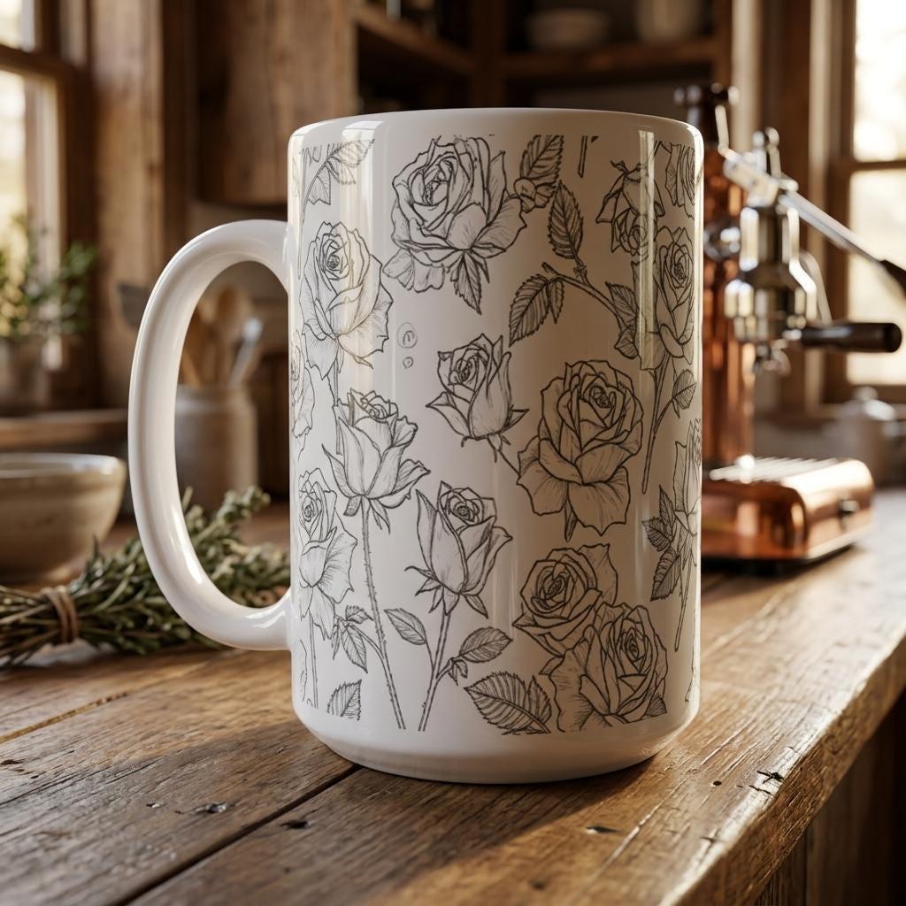 Floral Cups -  Large and Small Ceramic Mugs