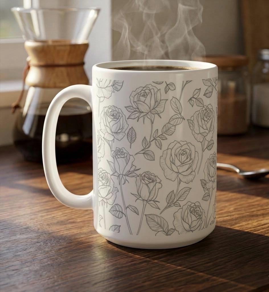 Floral Cups -  Large and Small Ceramic Mugs
