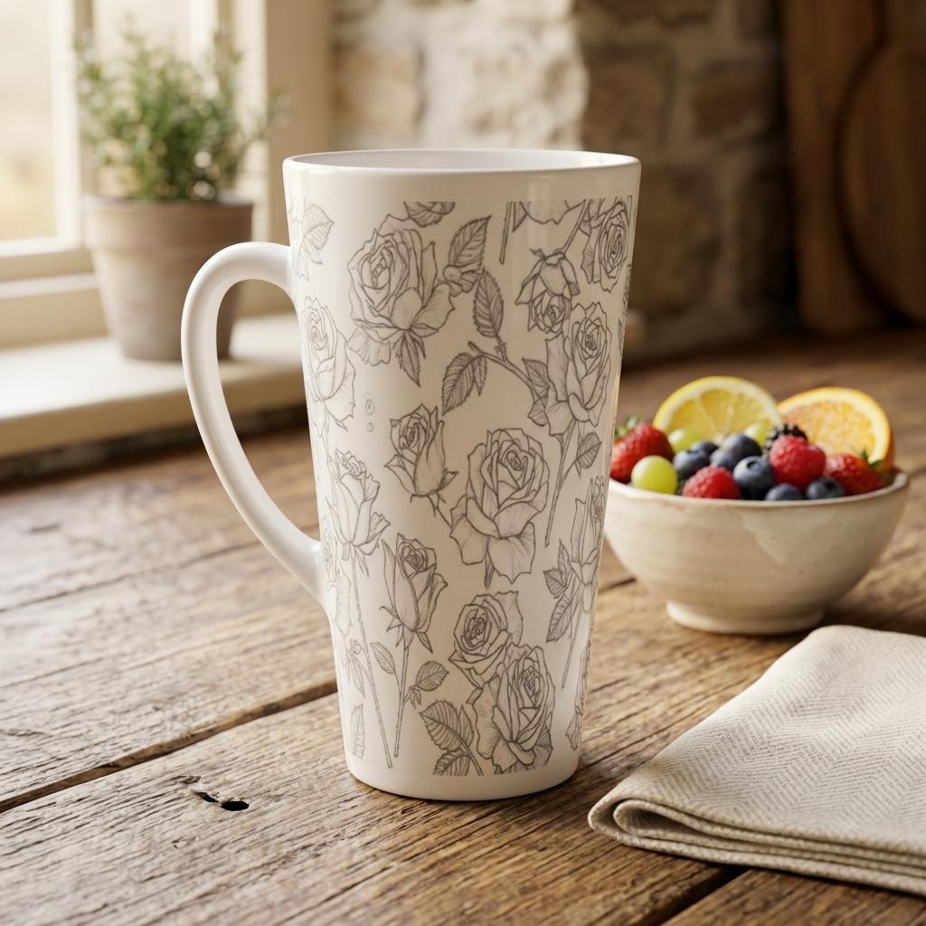 Latte 17oz Ceramic Mug - Coffee or Tea Cup, Extra Tall