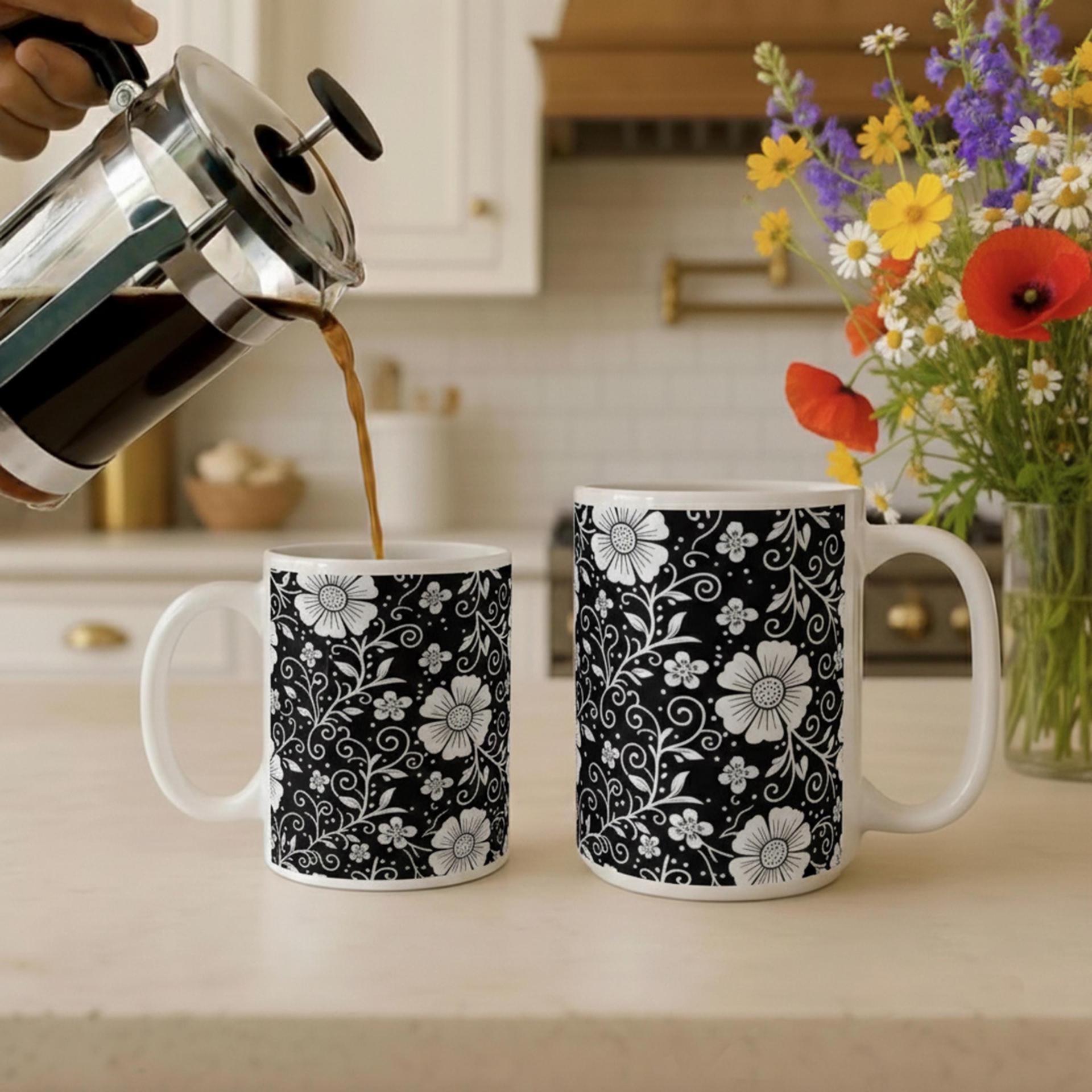 Floral Cups -  Large and Small Ceramic Mugs