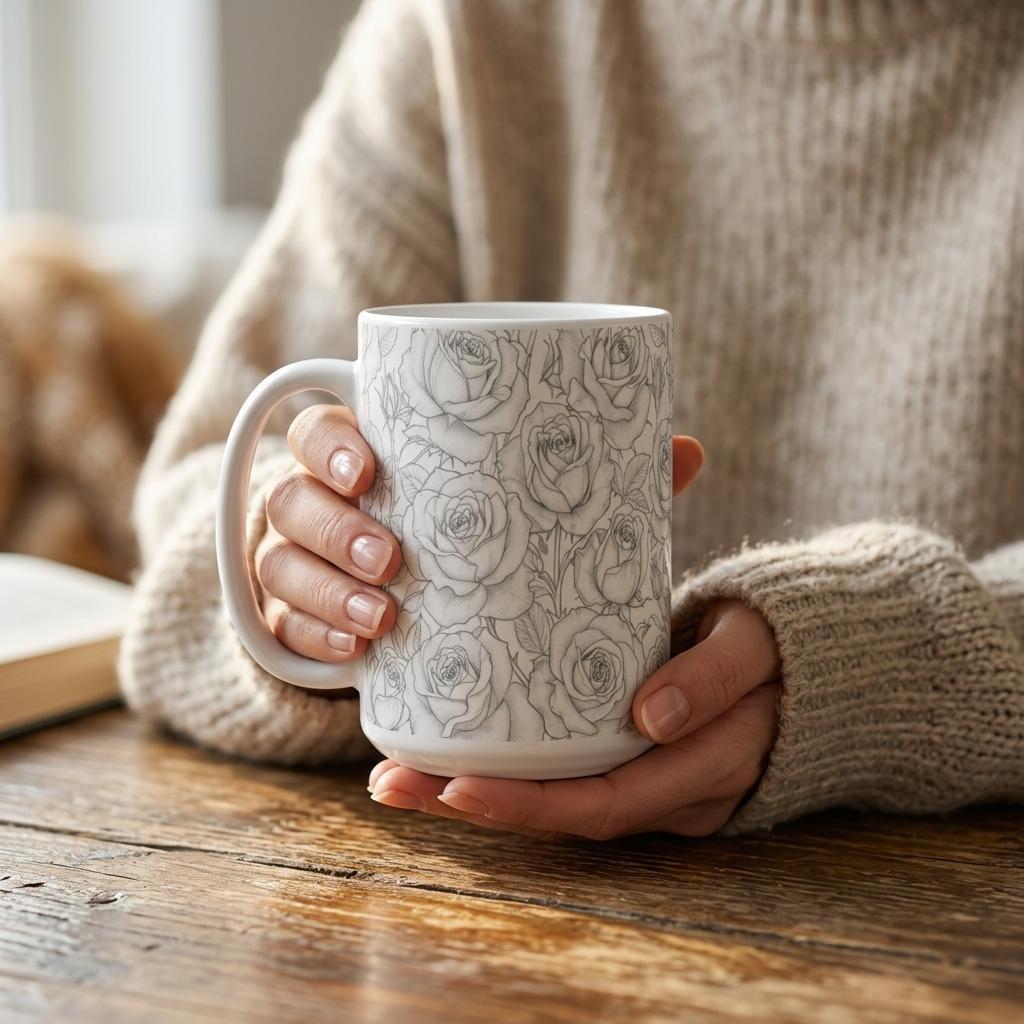 Roses - Floral Cups -  Large and Small Ceramic Mugs