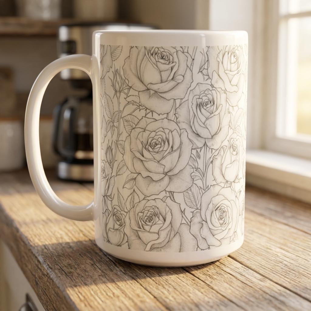 Roses - Floral Cups -  Large and Small Ceramic Mugs
