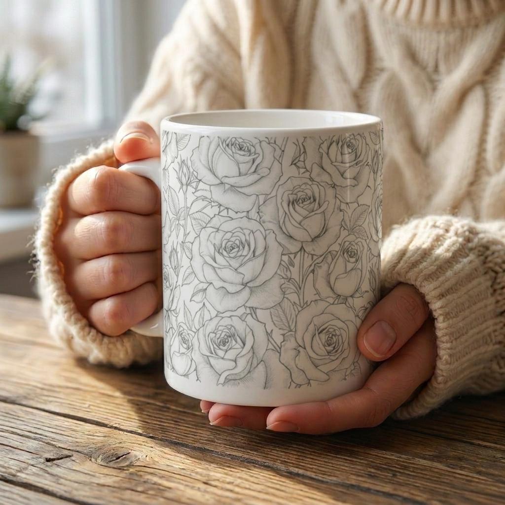 Roses - Floral Cups -  Large and Small Ceramic Mugs