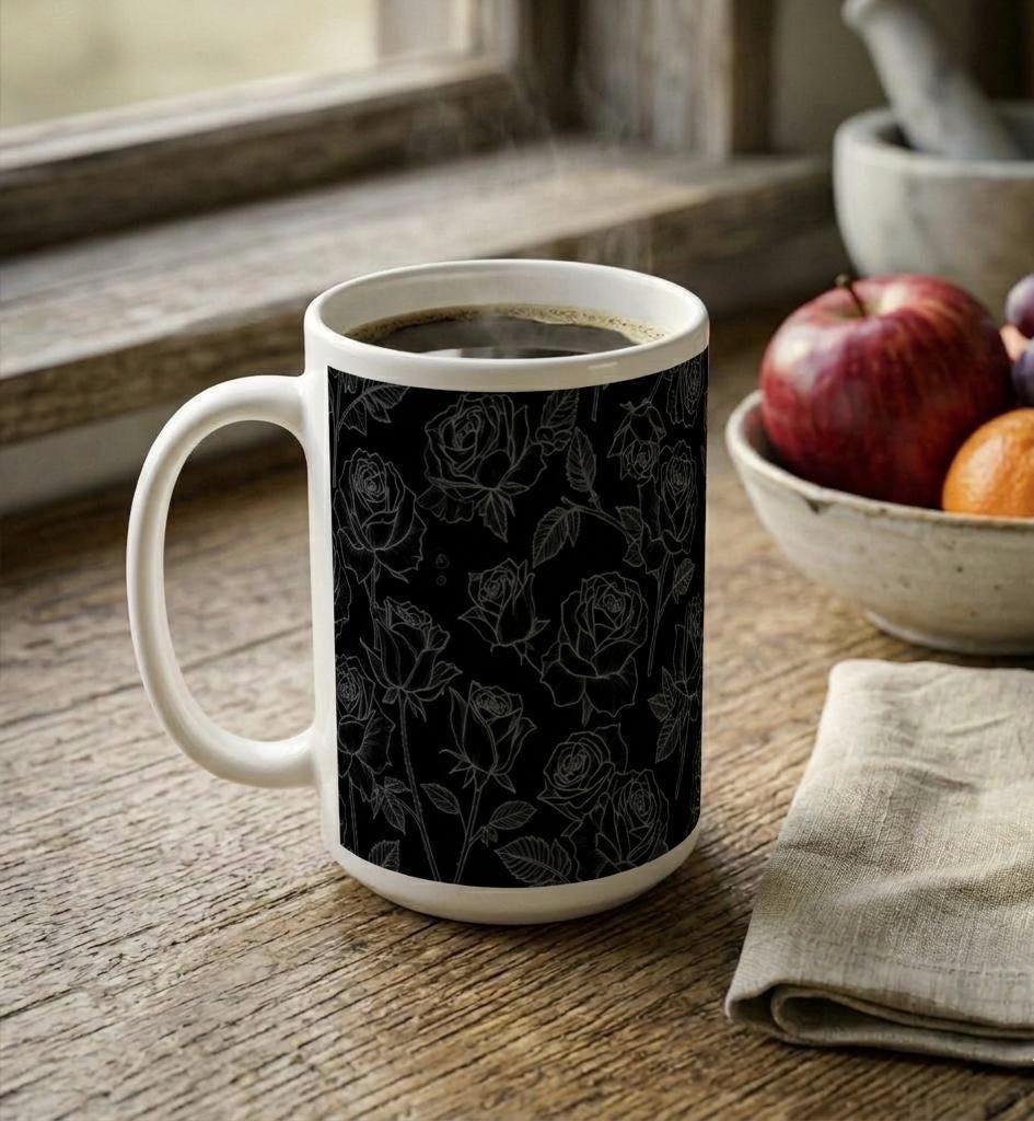 Set of Big Mugs, Floral Cup Set, Large 15 oz Matching Cups