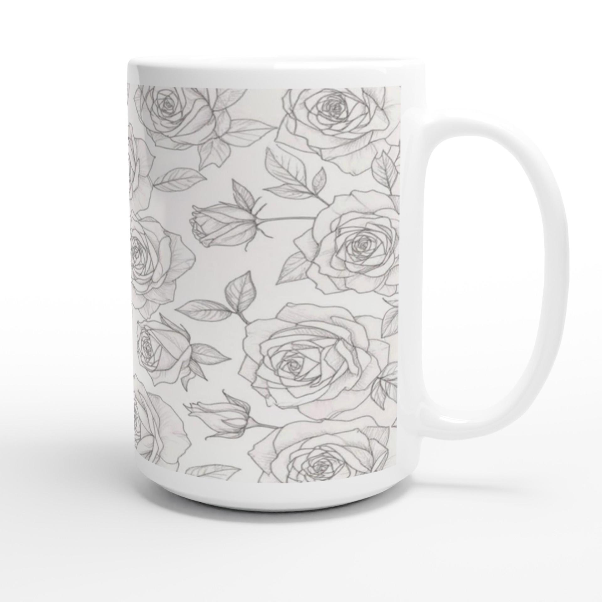 Set of Big Mugs, Floral Cup Set, Large 15 oz Matching Cups