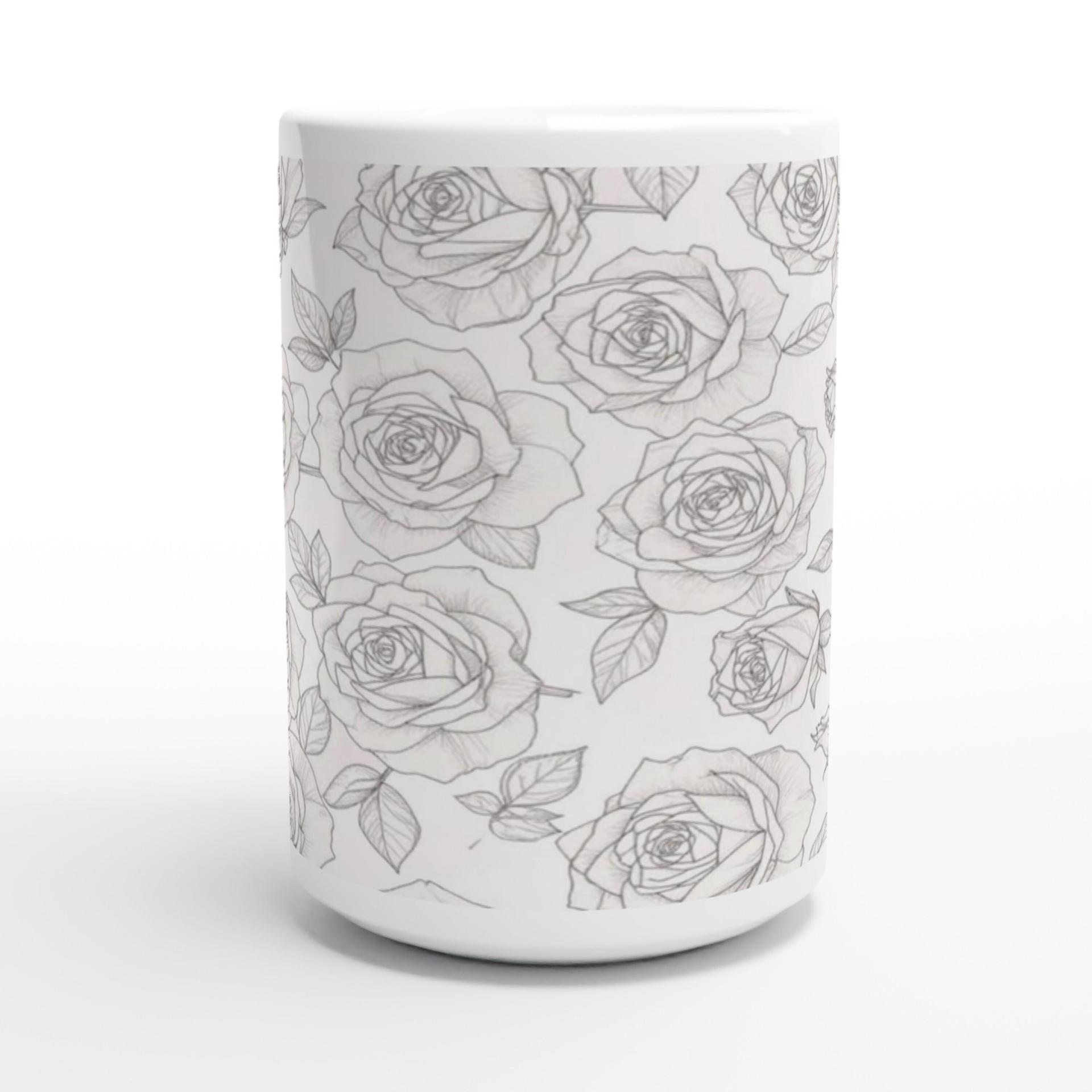 Set of Big Mugs, Floral Cup Set, Large 15 oz Matching Cups