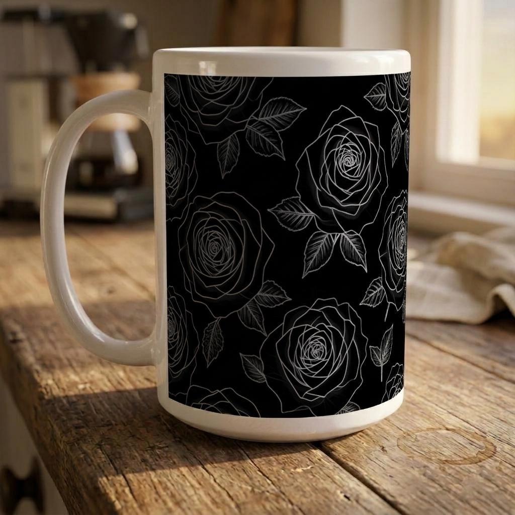 Set of Big Mugs, Floral Cup Set, Large 15 oz Matching Cups