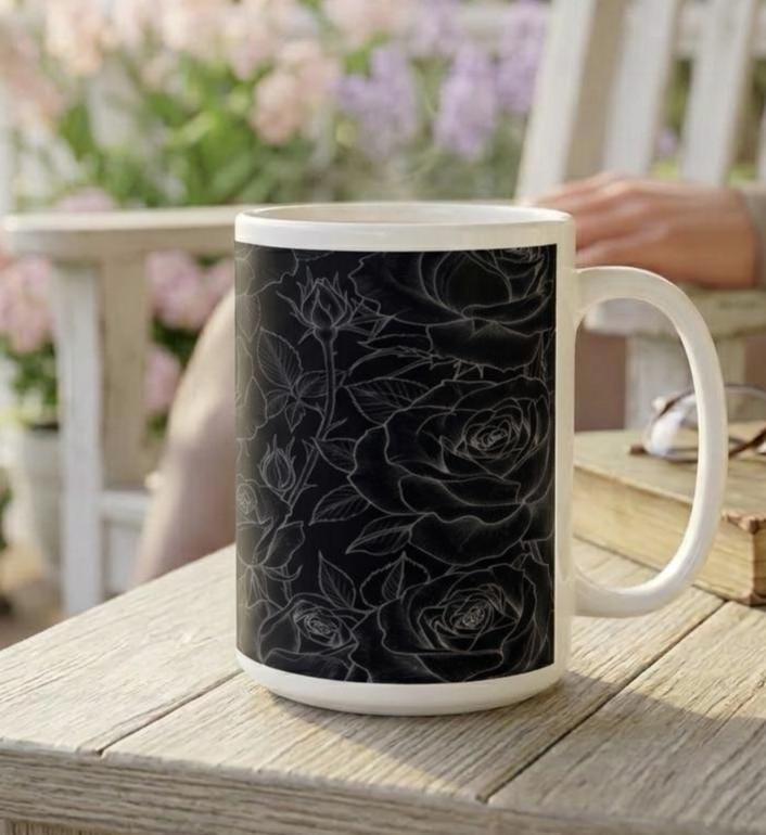 Set of Big Mugs, Floral Cup Set, Large 15 oz Matching Cups