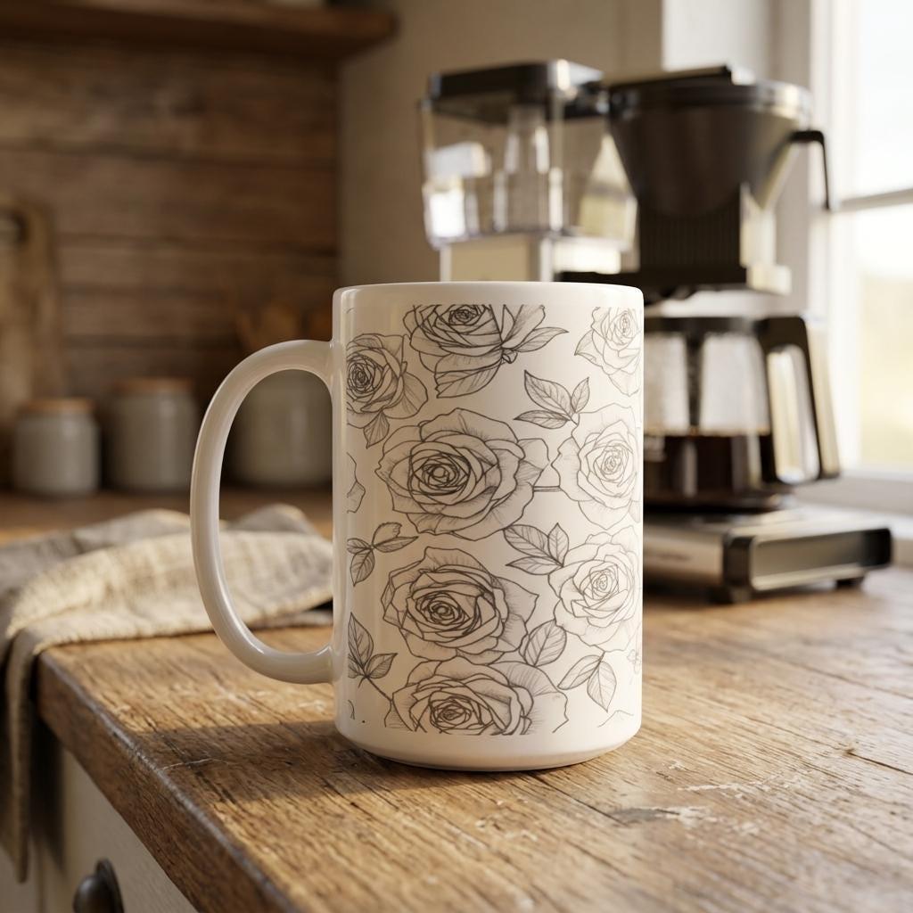 Floral Cups -  Large and Small Ceramic Mugs