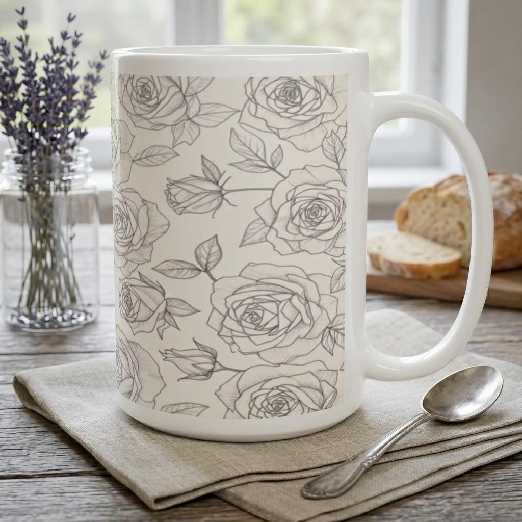 Floral Cups -  Large and Small Ceramic Mugs