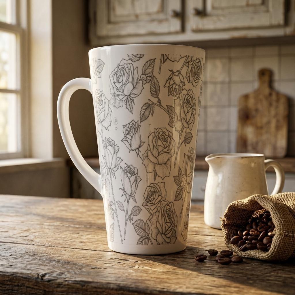 Latte 17oz Ceramic Mug - Coffee or Tea Cup, Extra Tall