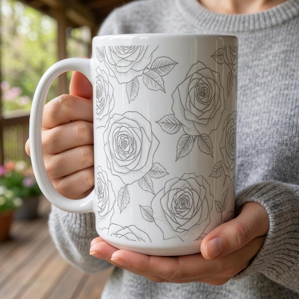 Floral Cups -  Large and Small Ceramic Mugs