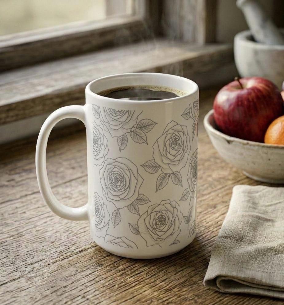 Floral Cups -  Large and Small Ceramic Mugs