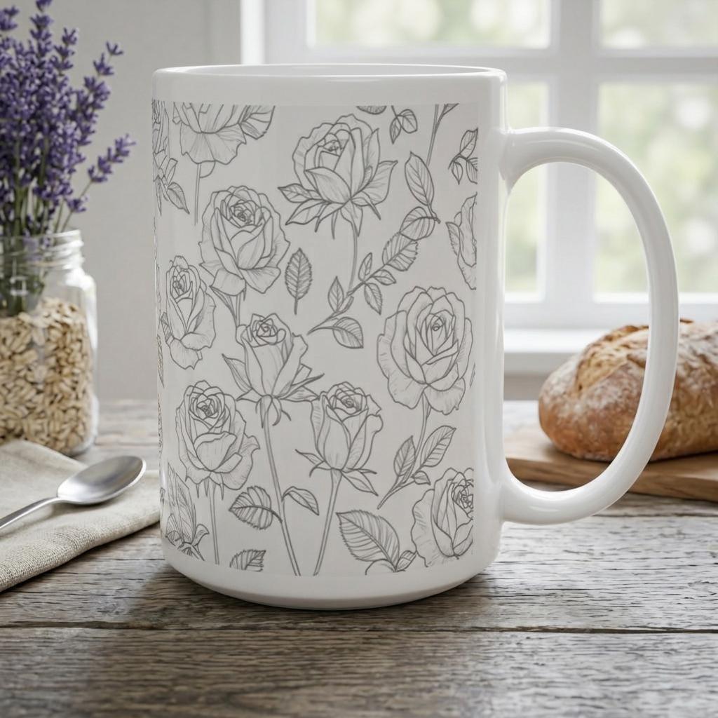 Floral Cups -  Large and Small Ceramic Mugs