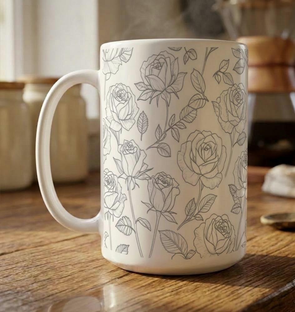 Floral Cups -  Large and Small Ceramic Mugs