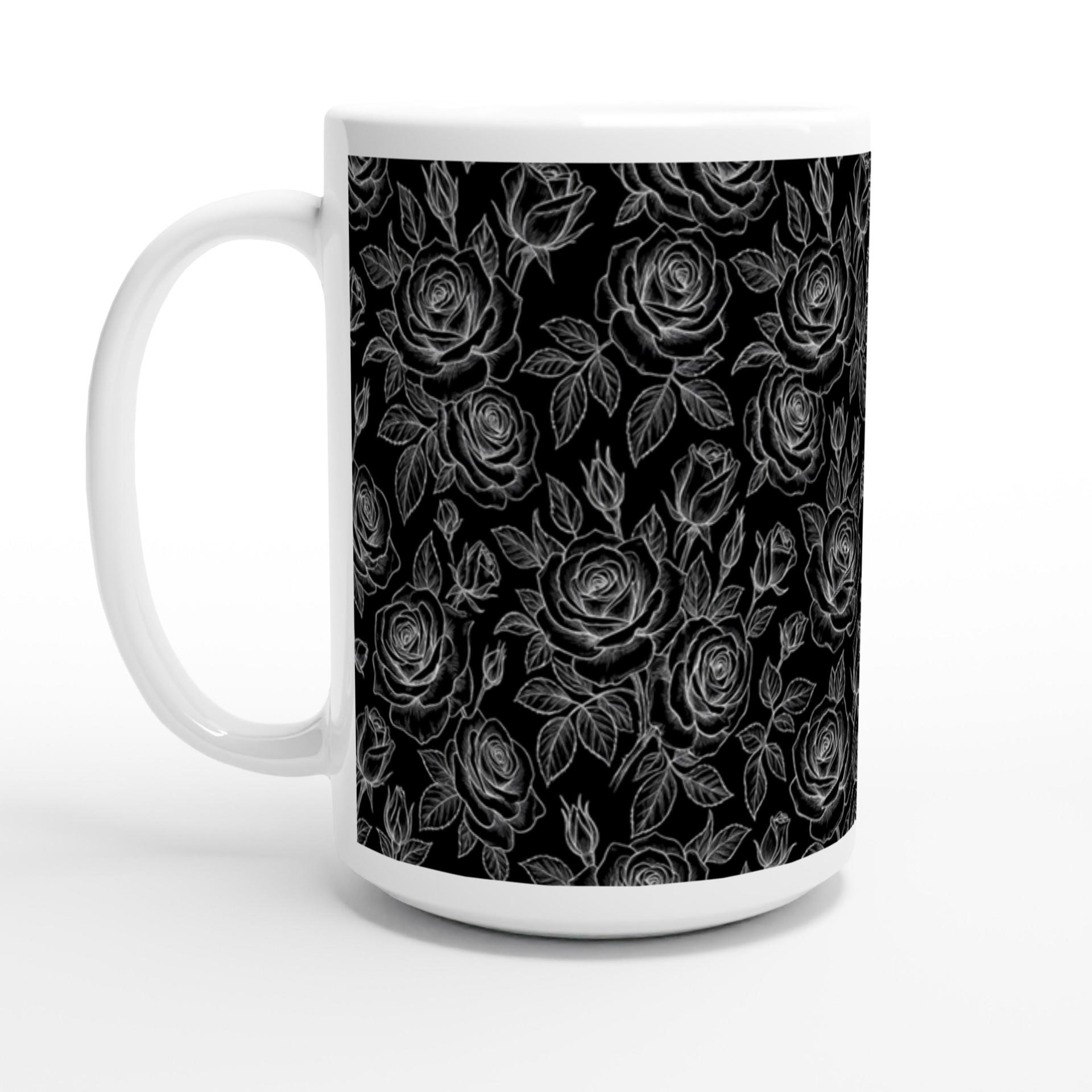 Set of Big Mugs, Floral Cup Set, Large 15 oz Matching Cups