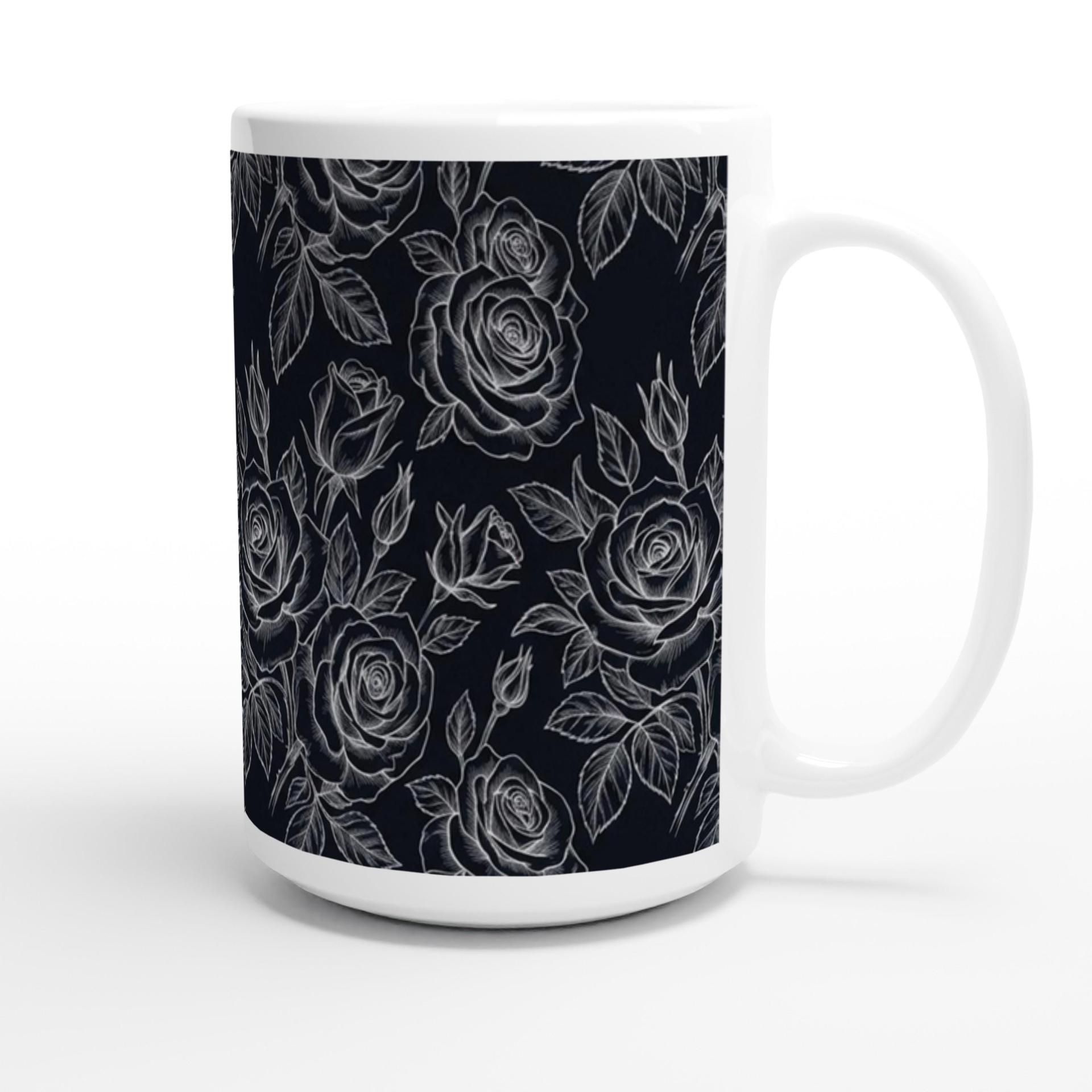 Set of Big Mugs, Floral Cup Set, Large 15 oz Matching Cups
