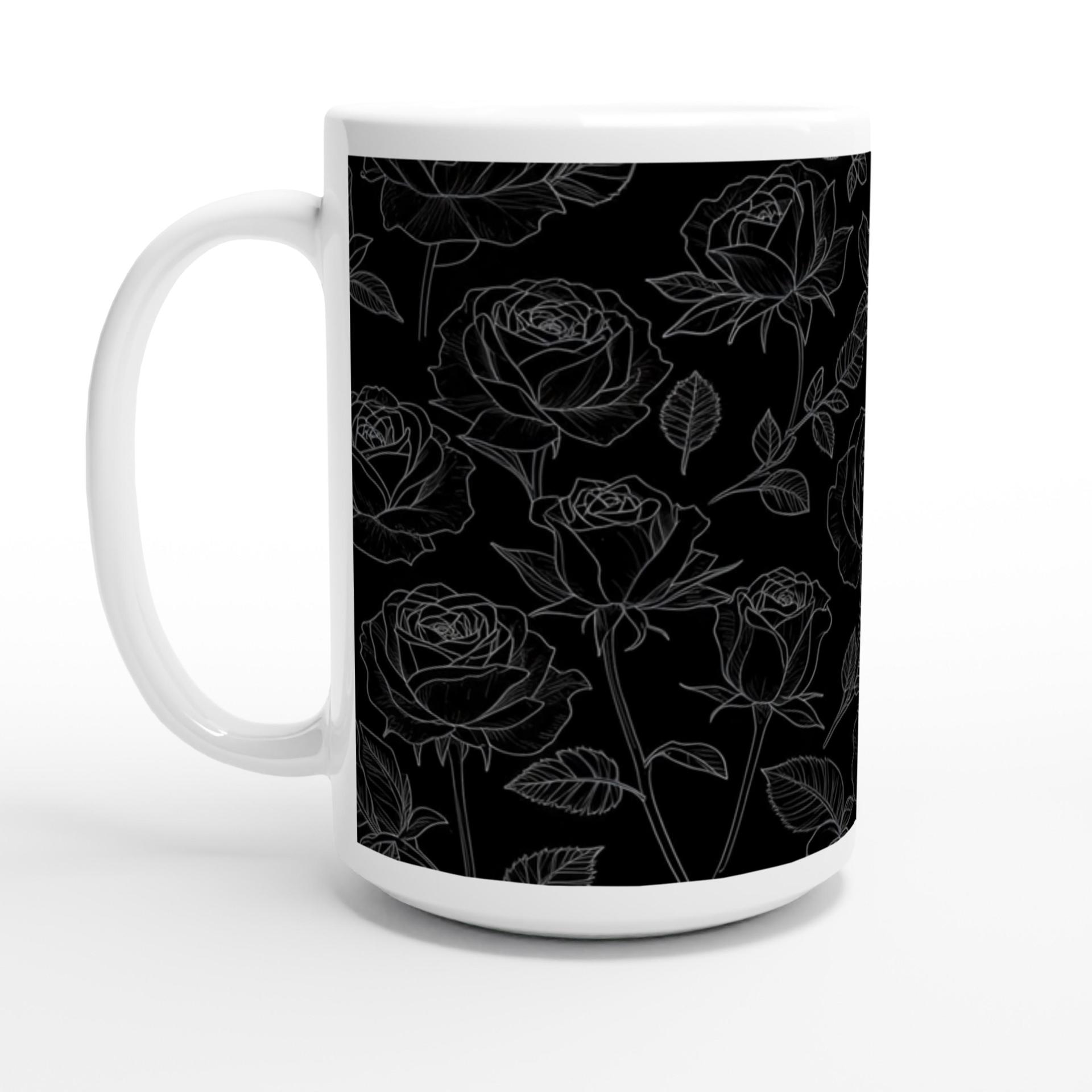 Set of Big Mugs, Floral Cup Set, Large 15 oz Matching Cups