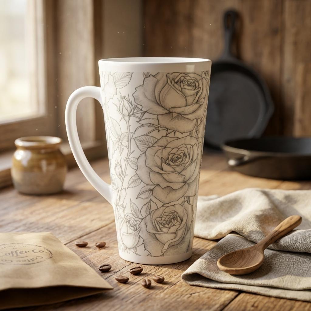 Latte 17oz Ceramic Mug - Coffee or Tea Cup, Extra Tall