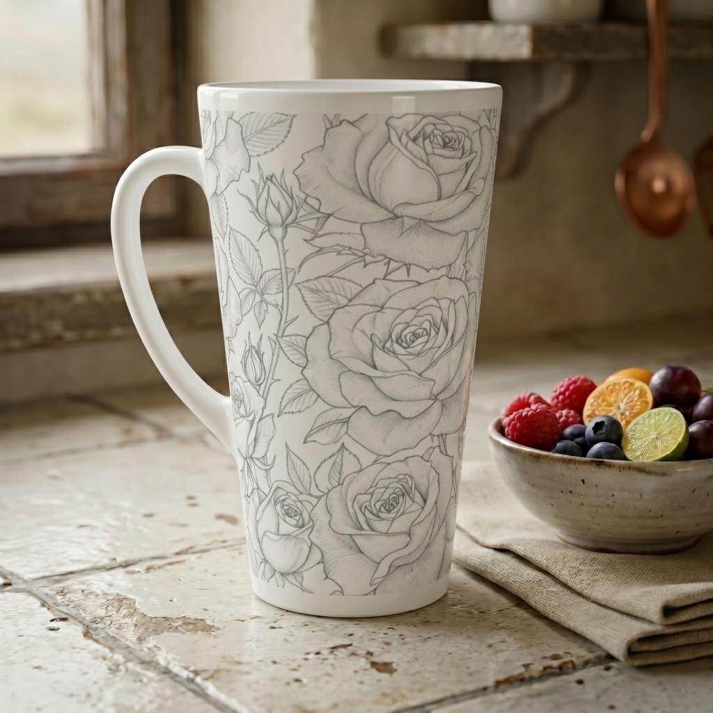 Latte 17oz Ceramic Mug - Coffee or Tea Cup, Extra Tall