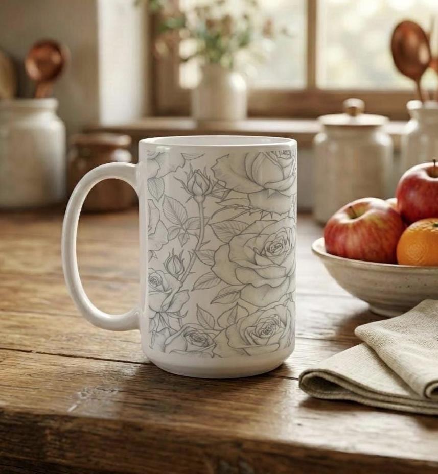 Roses - Floral Cups -  Large and Small Ceramic Mugs