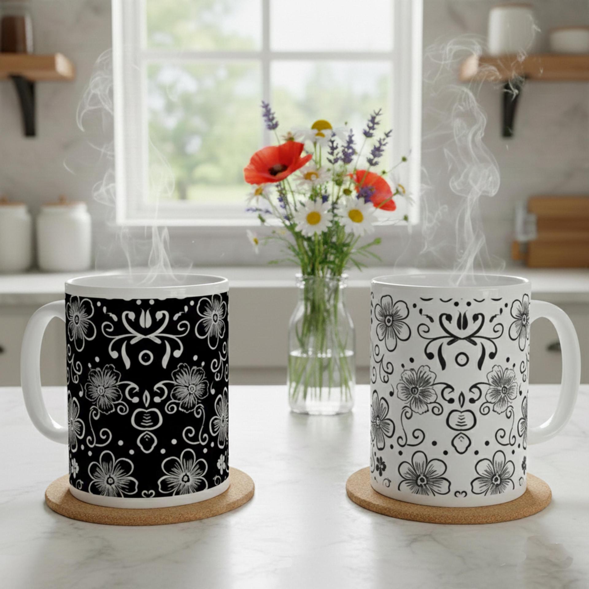 Floral Cups -  Large and Small Ceramic Mug