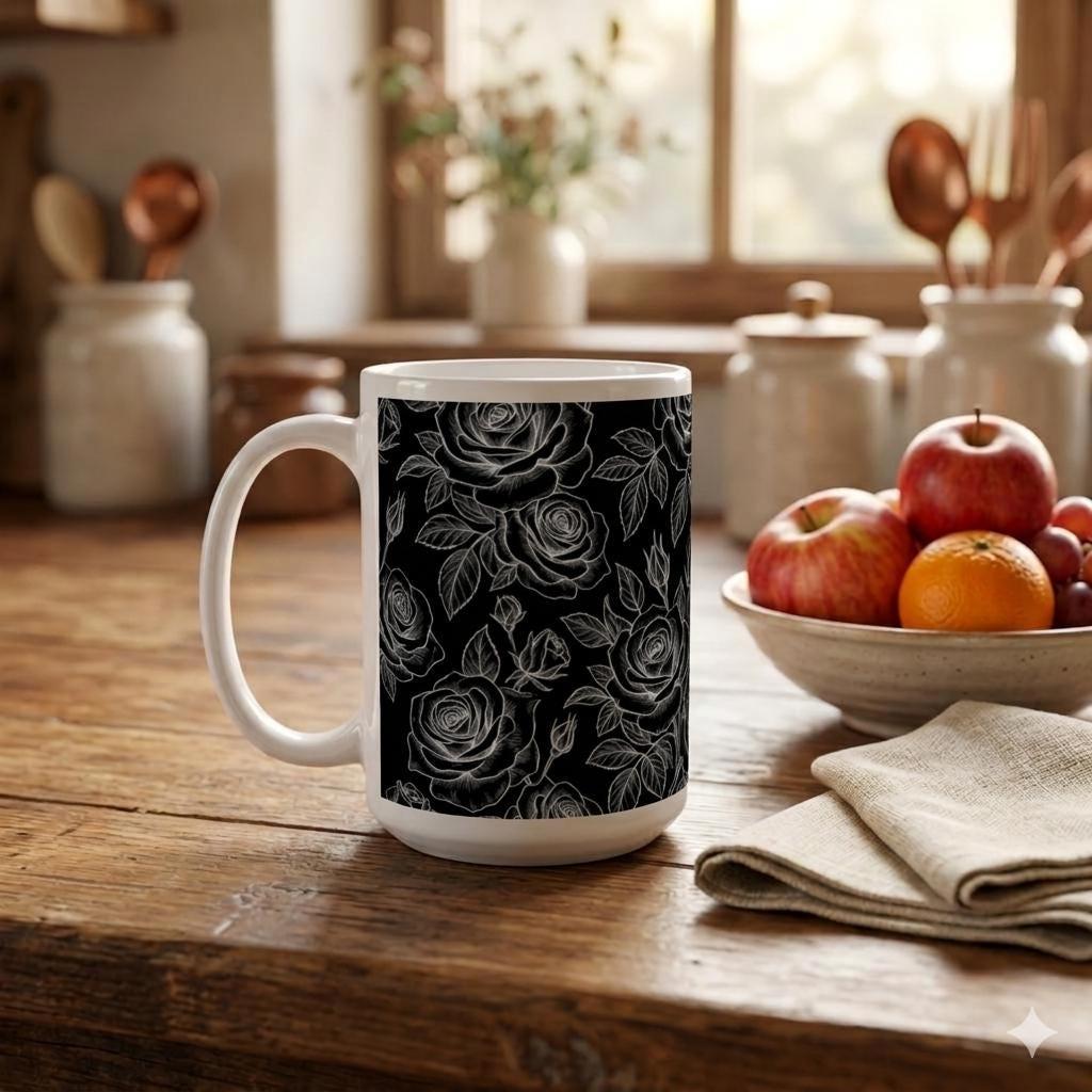 Roses - Floral Cups -  Large and Small Ceramic Mugs