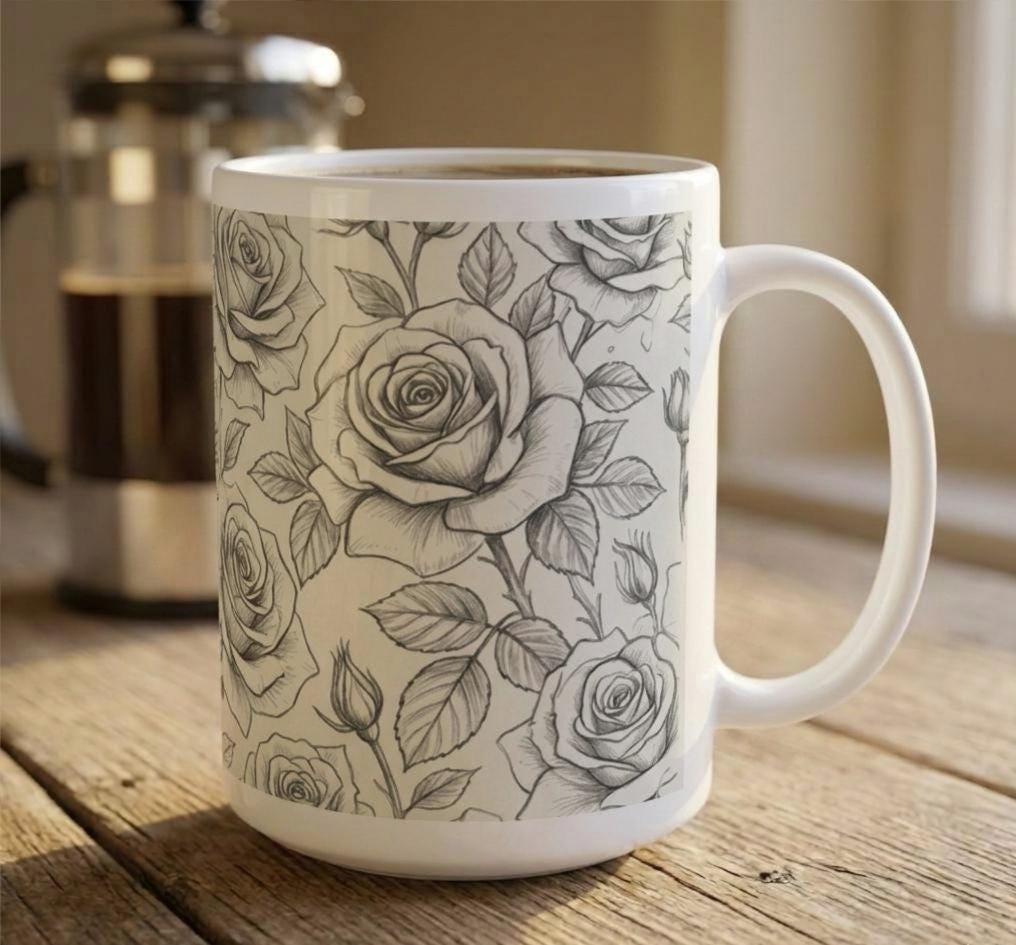 Roses - Floral Cups -  Large and Small Ceramic Mugs