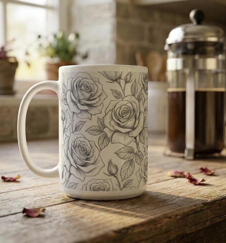 Roses - Floral Cups -  Large and Small Ceramic Mugs