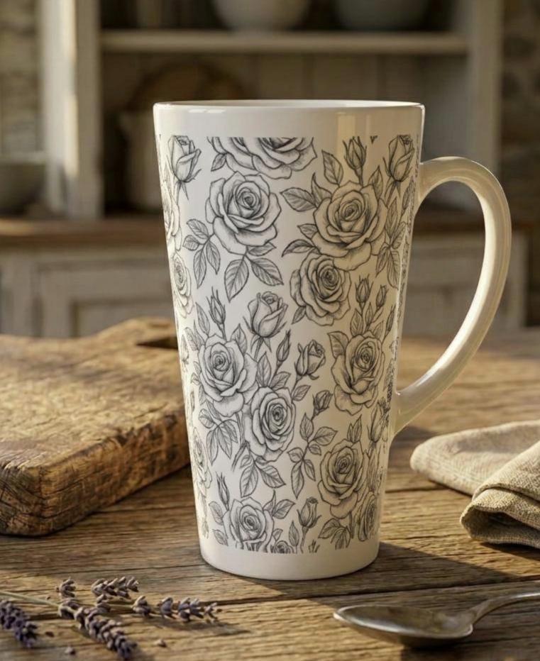 Latte 17oz Ceramic Mug - Coffee or Tea Cup, Extra Tall