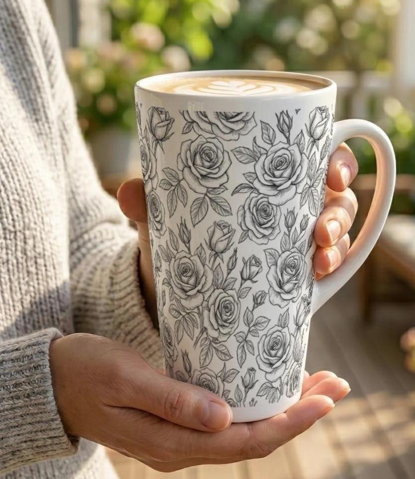 Latte 17oz Ceramic Mug - Coffee or Tea Cup, Extra Tall