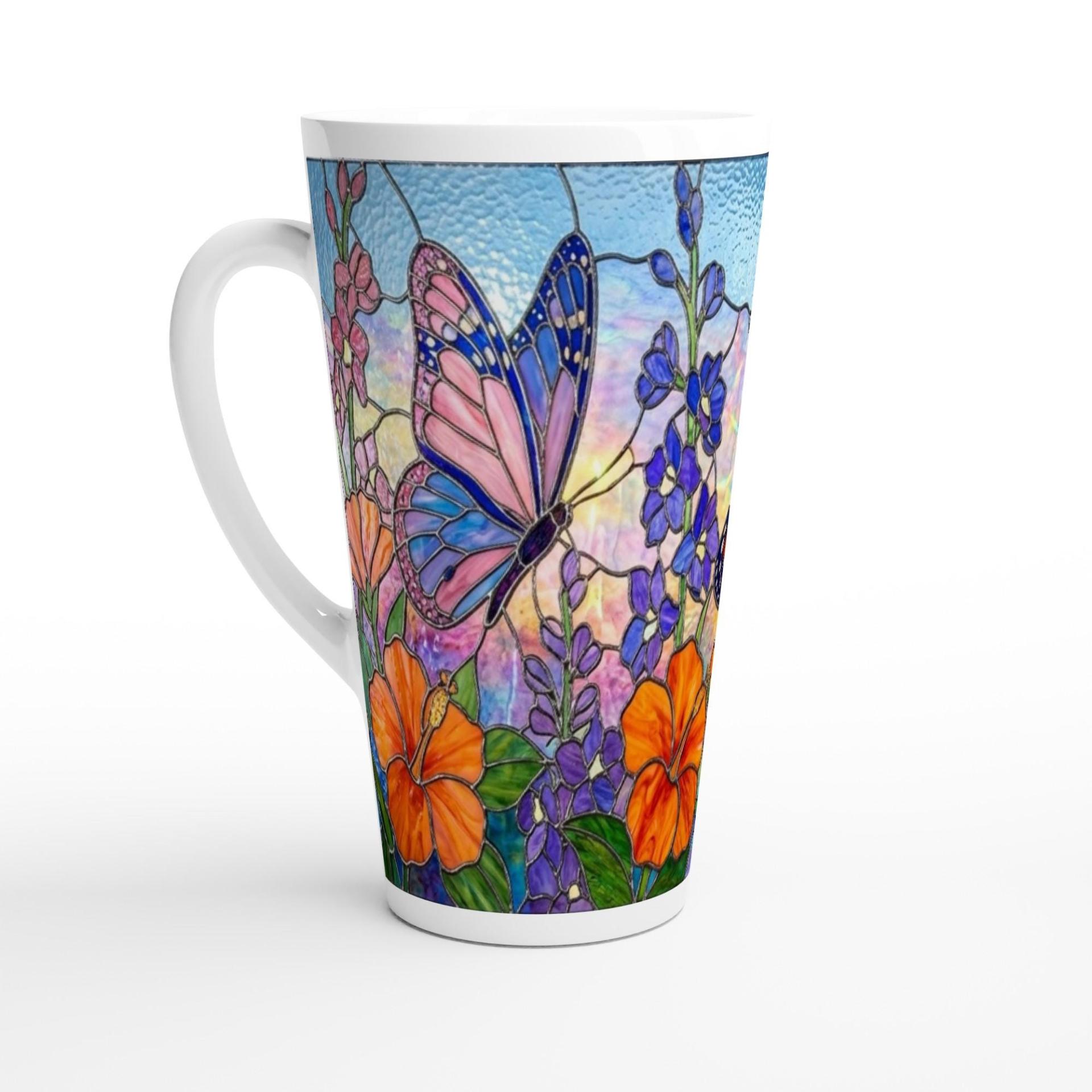 Butterfly Cup, Latte 17oz Ceramic Mug - Coffee or Tea Cup, Extra Tall