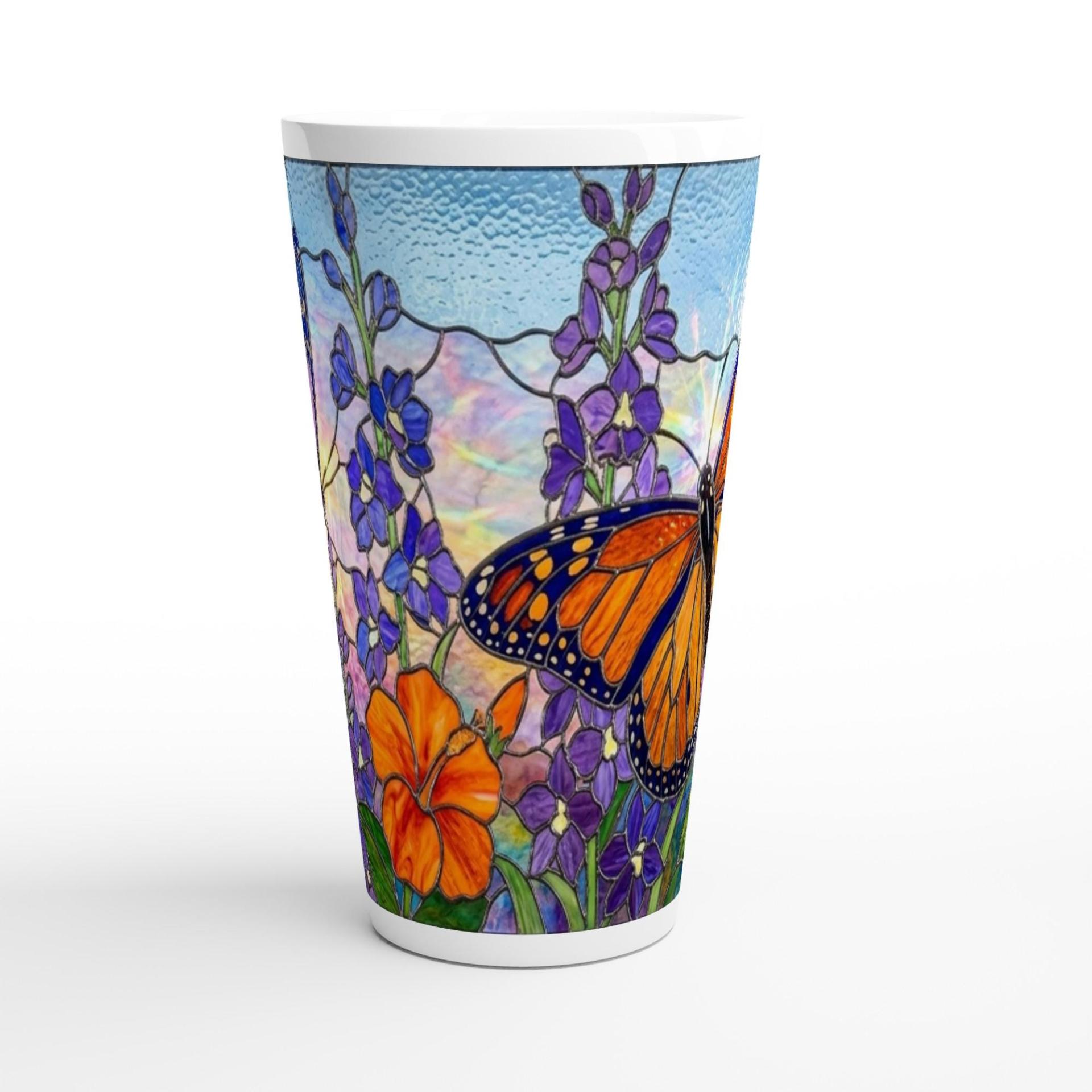 Butterfly Cup, Latte 17oz Ceramic Mug - Coffee or Tea Cup, Extra Tall