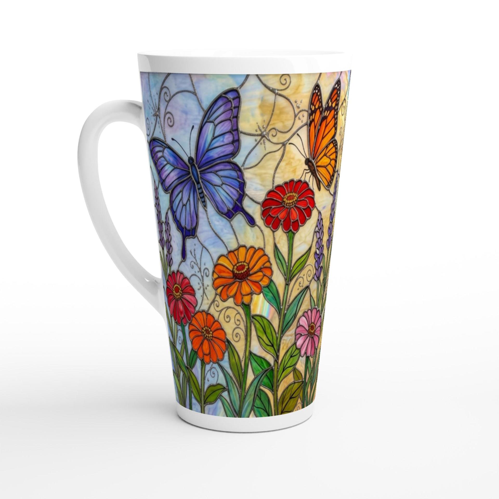 Butterfly Mug, Latte 17oz Ceramic Mug - Coffee or Tea Cup, Extra Tall