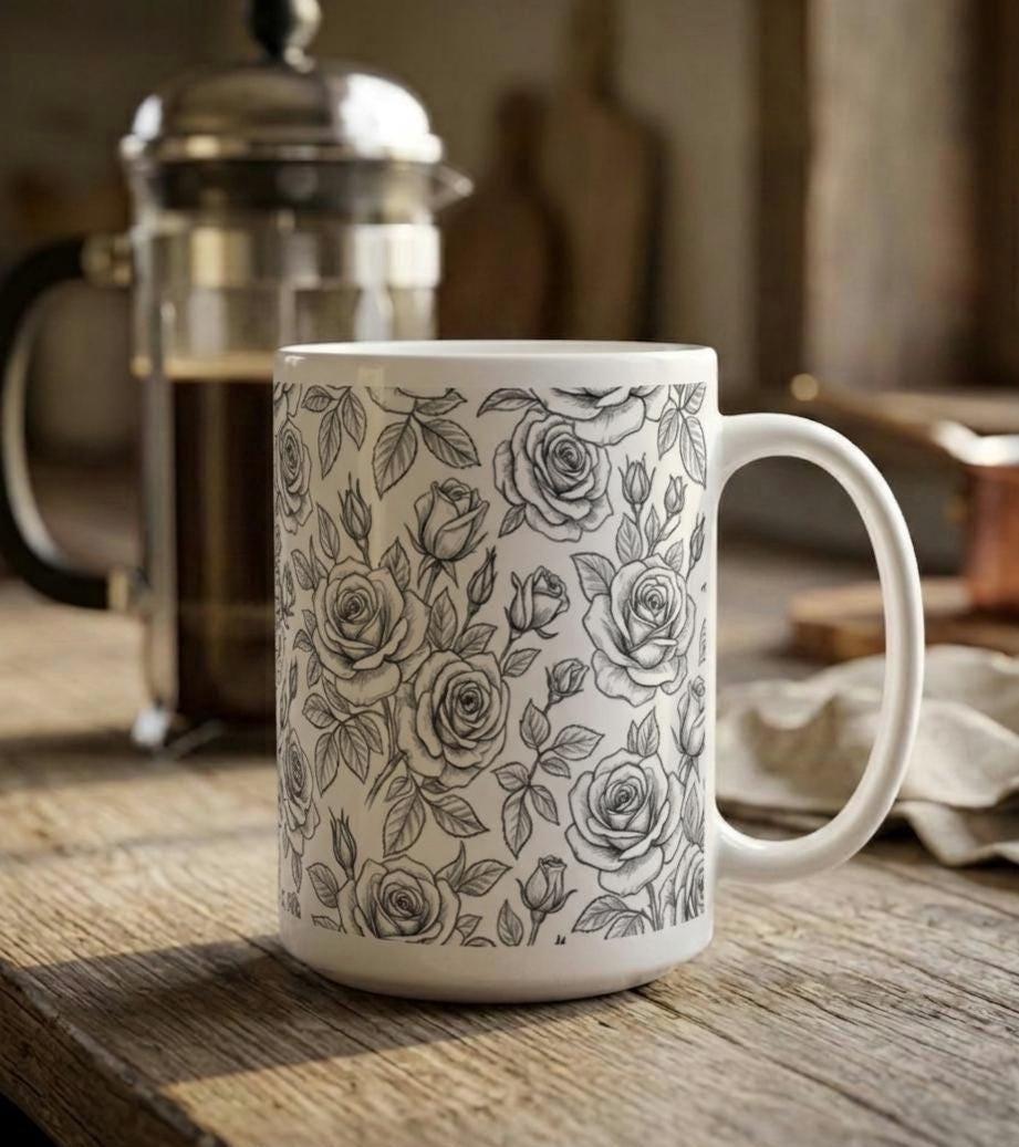 Roses - Floral Cups -  Large and Small Ceramic Mugs