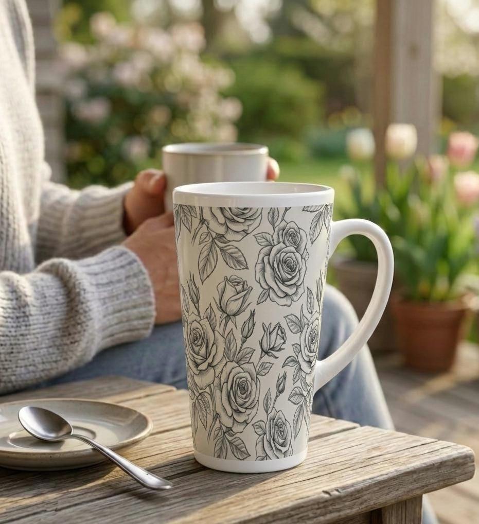 Latte 17oz Ceramic Mug - Coffee or Tea Cup, Extra Tall