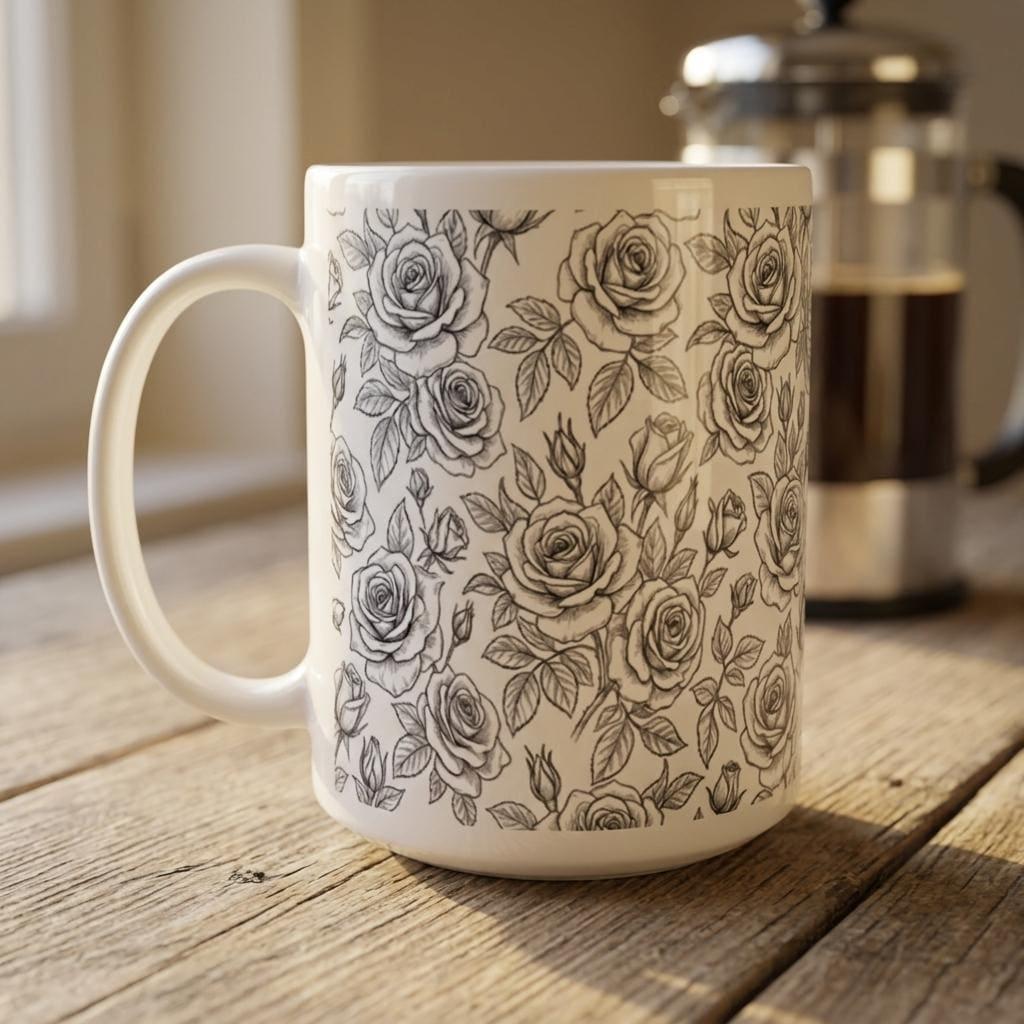 Roses - Floral Cups -  Large and Small Ceramic Mugs