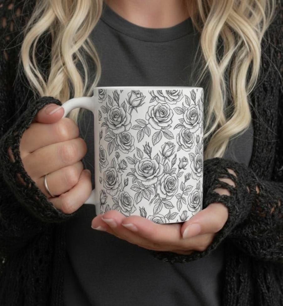 Roses - Floral Cups -  Large and Small Ceramic Mugs