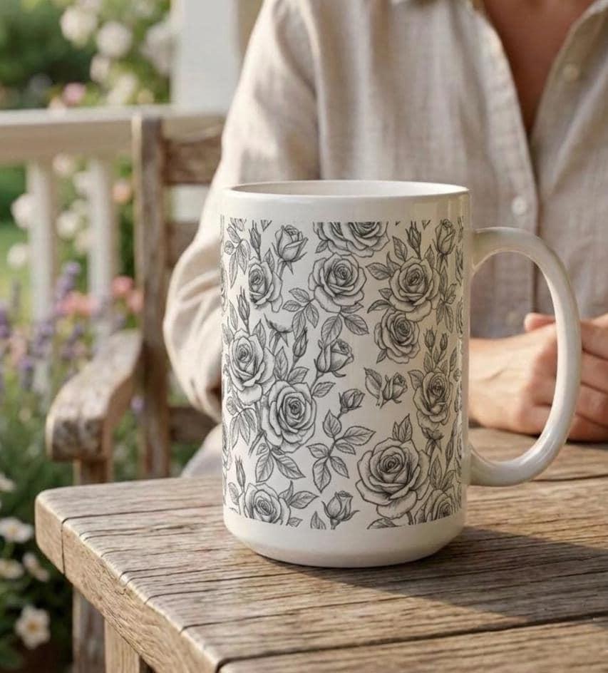 Roses - Floral Cups -  Large and Small Ceramic Mugs