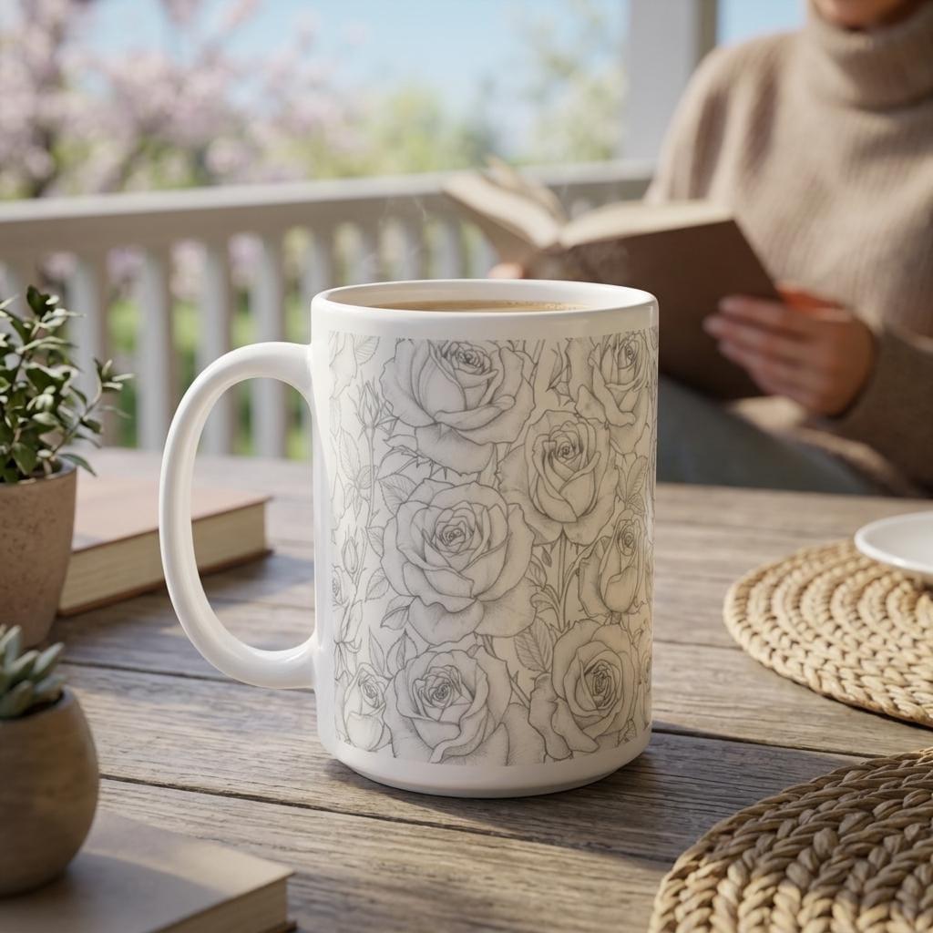 Roses - Floral Cups -  Large and Small Ceramic Mugs