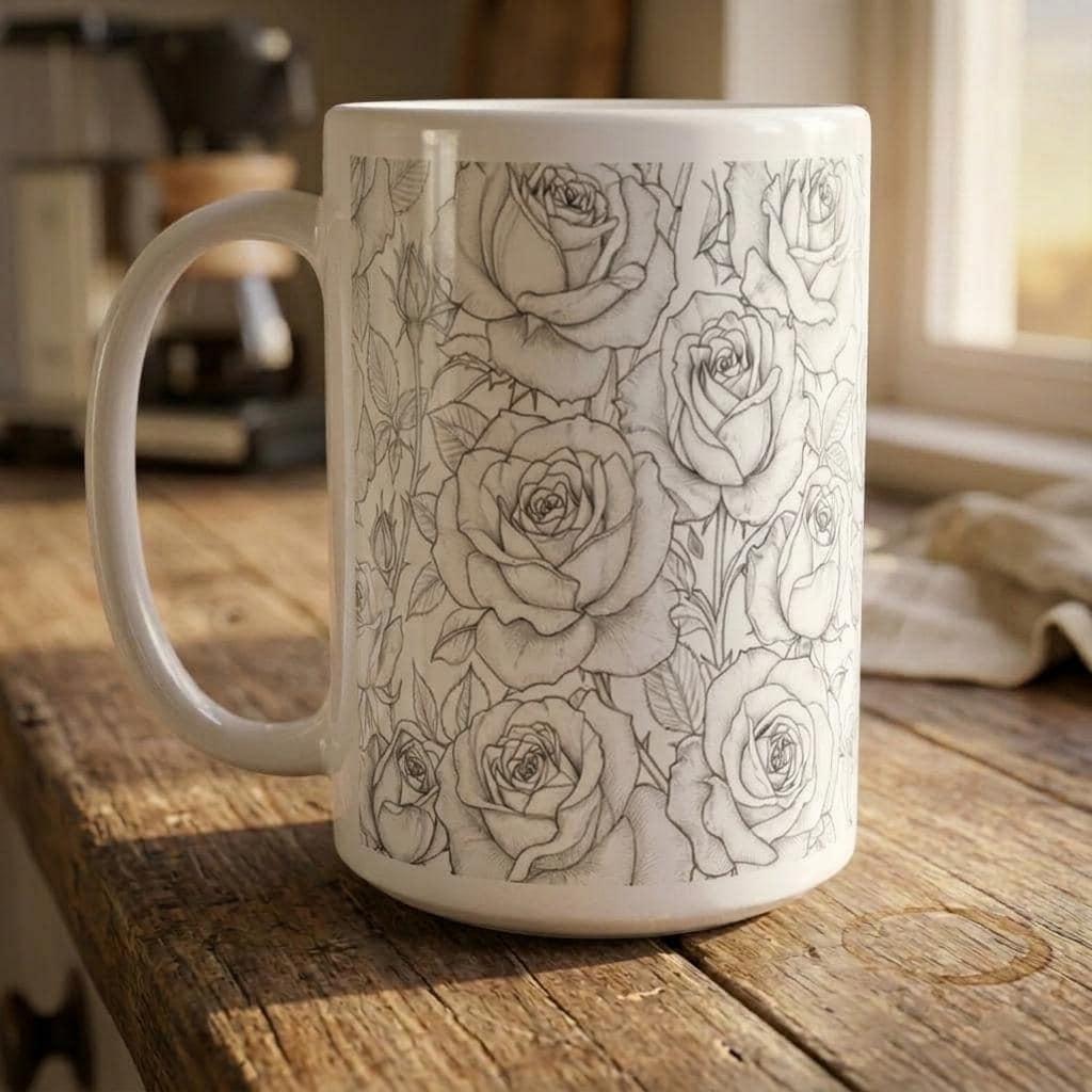 Roses - Floral Cups -  Large and Small Ceramic Mugs