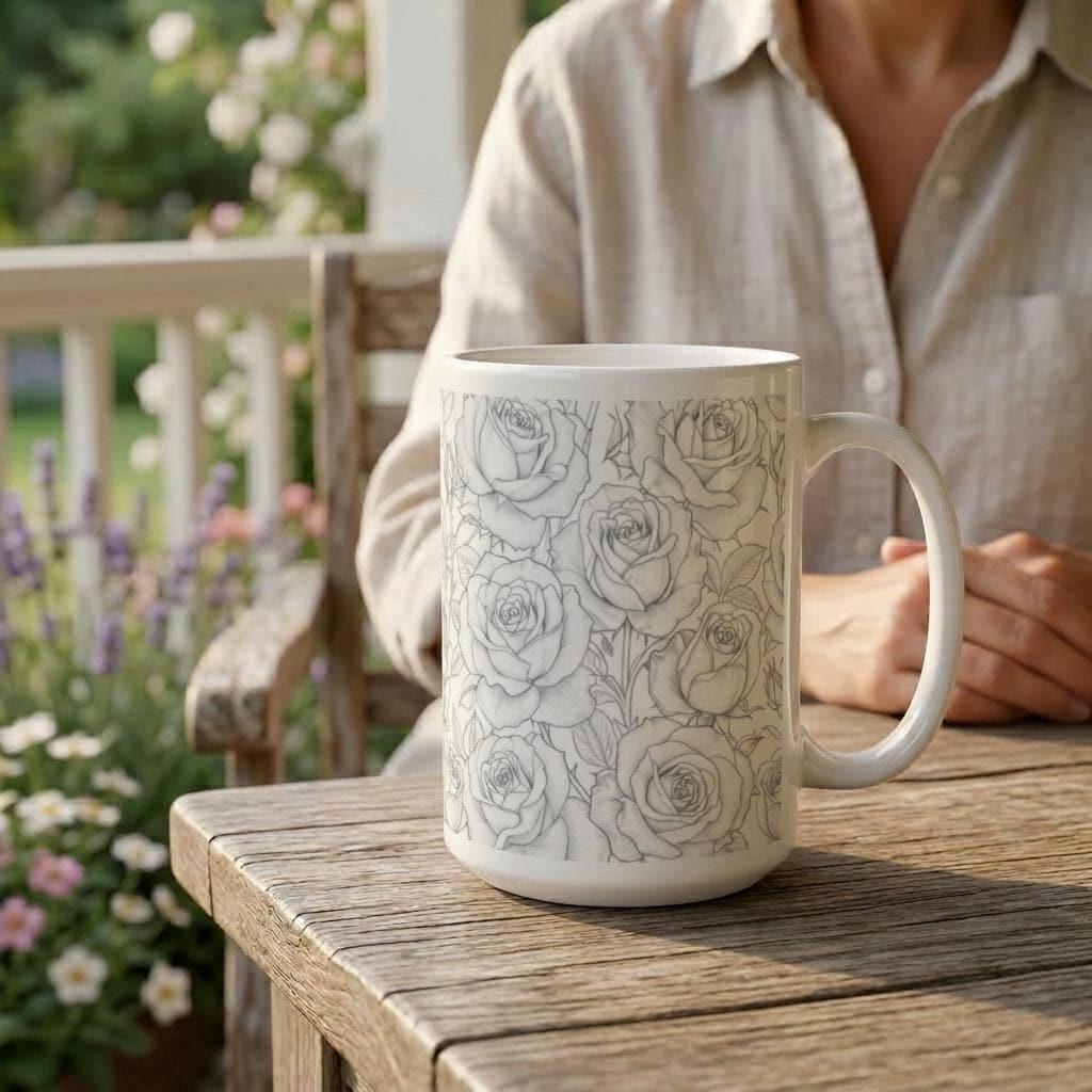 Roses - Floral Cups -  Large and Small Ceramic Mugs