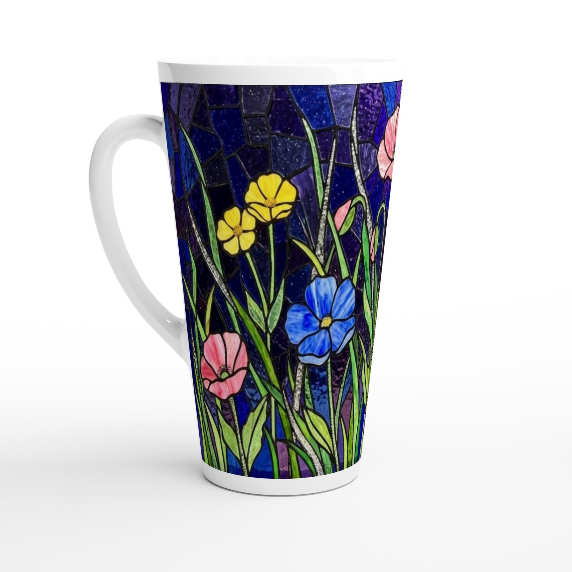 Floral Latte 17oz Ceramic Mug - Coffee or Tea Cup, Extra Tall