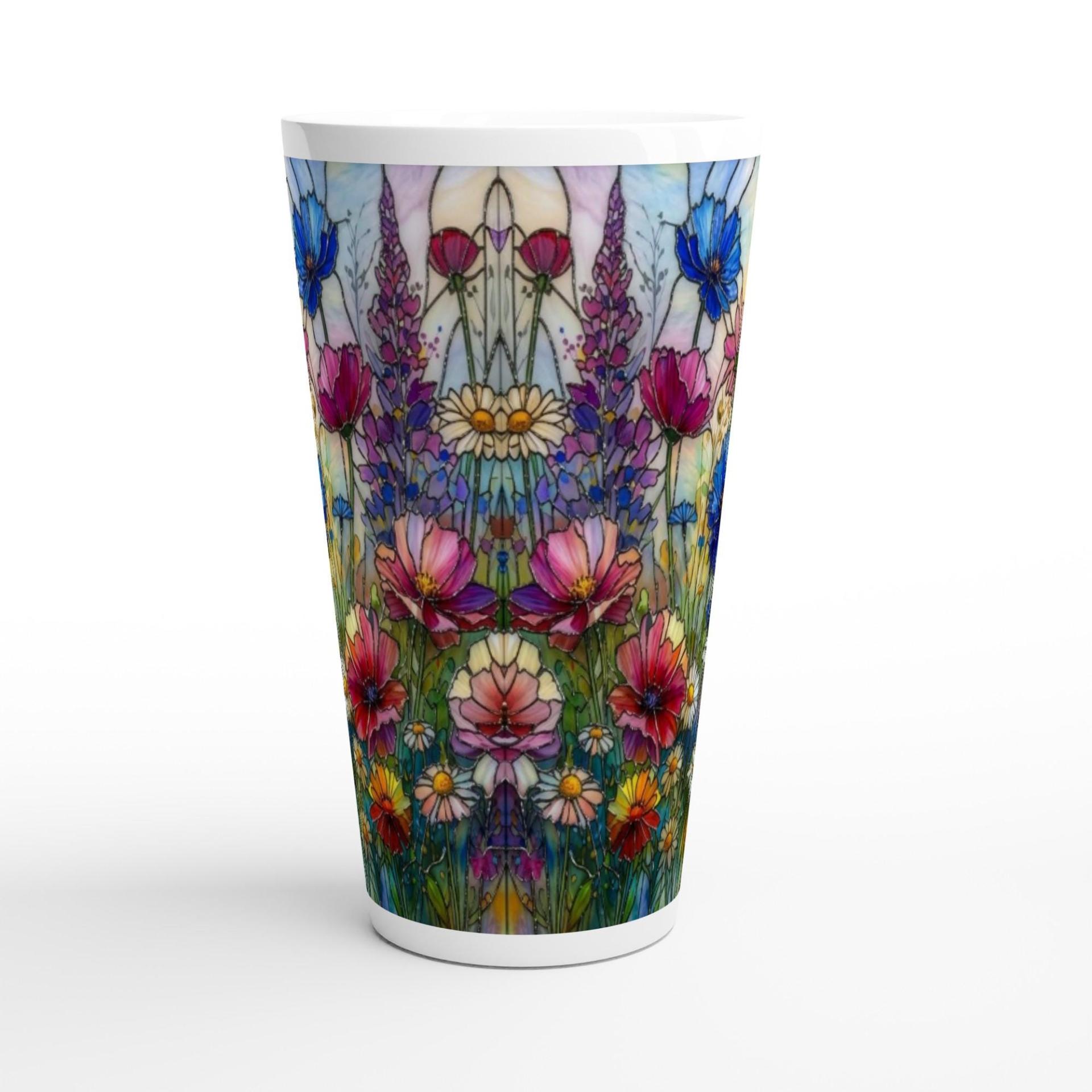 Large Floral Mugs, Latte Mug - Coffee or Tea Cup, Extra Tall, 17oz Ceramic