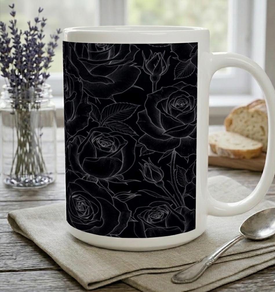 Set of Big Mugs, Floral Cup Set, Large 15 oz Matching Cups