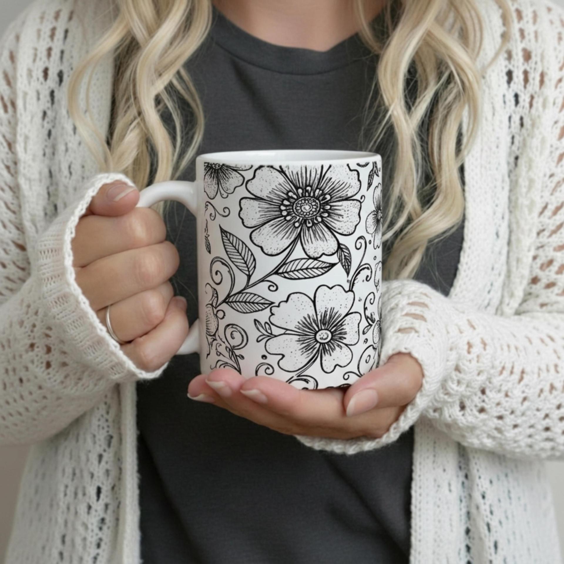 Floral Cups -  Large and Small Ceramic Mugs