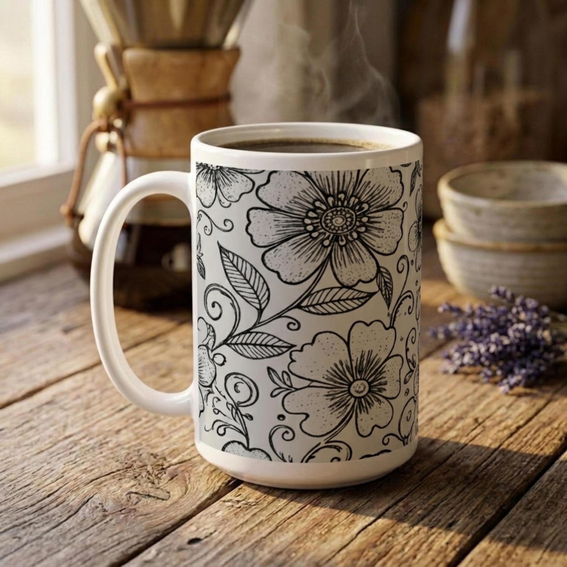 Floral Cups -  Large and Small Ceramic Mugs