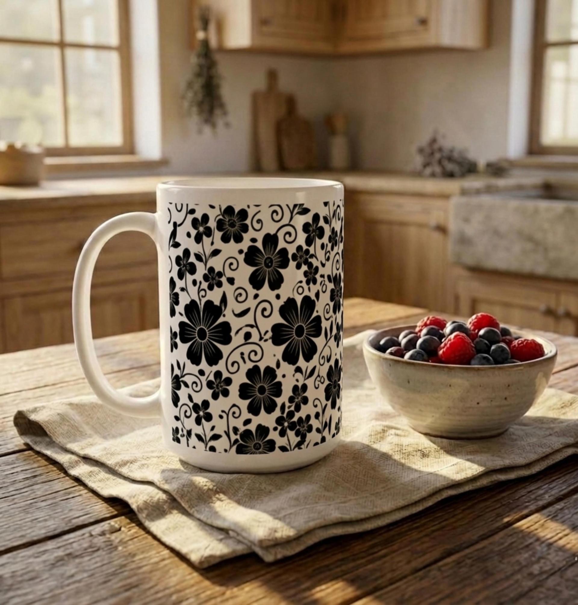 Floral Cups -  Large and Small Ceramic Mugs