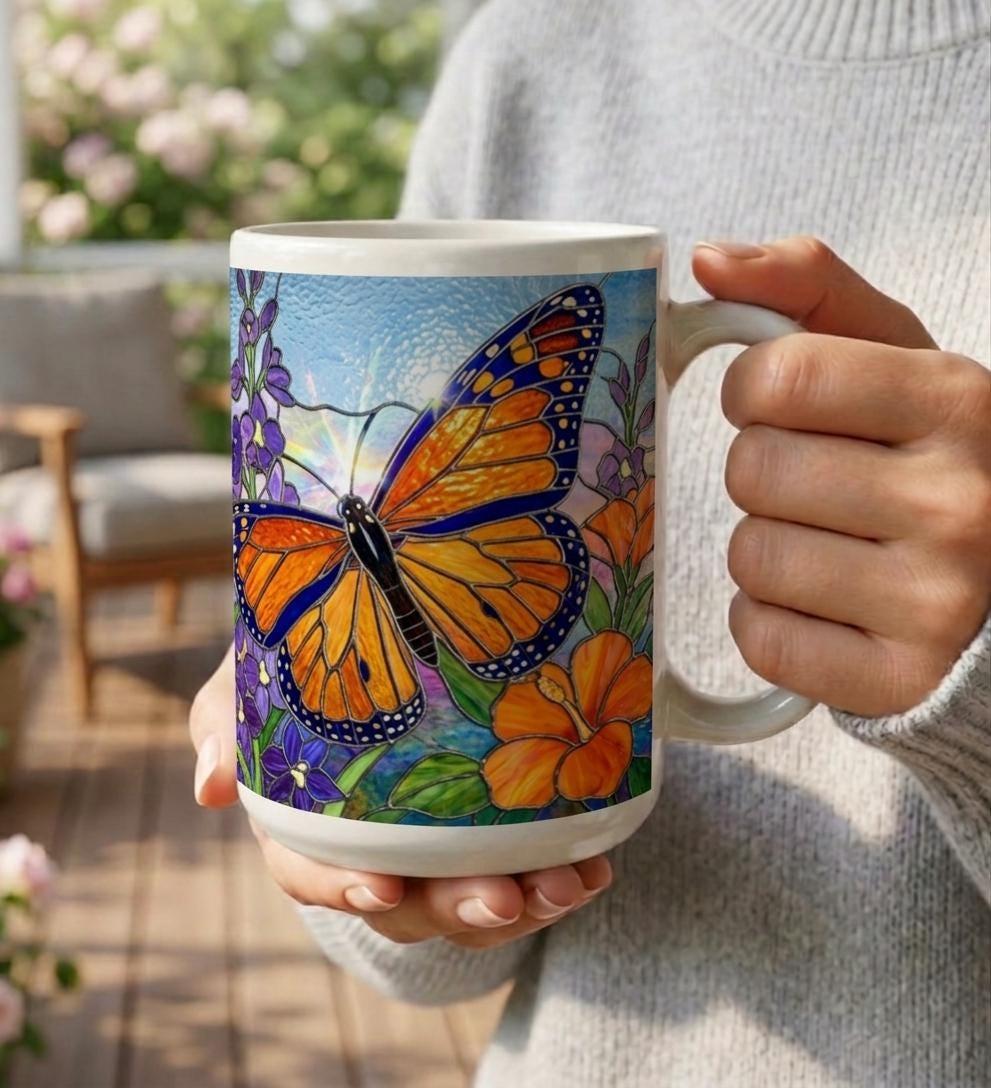 Butterfly Cups, Large and Small Mug Set
